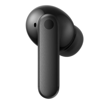 Nothing CMF Buds 2 mørkegrå øretelefon med blank, rund front, mat lang stilk, vinkel in-ear tip og synlig cirkulær sensor.