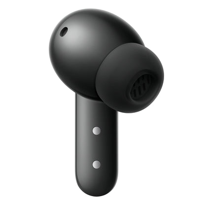 Nothing CMF Buds 2 true wireless earbud, mørkegrå, rund krop, silikone øreprop, to metalopladningskontakter, aktiv støjreduktion.