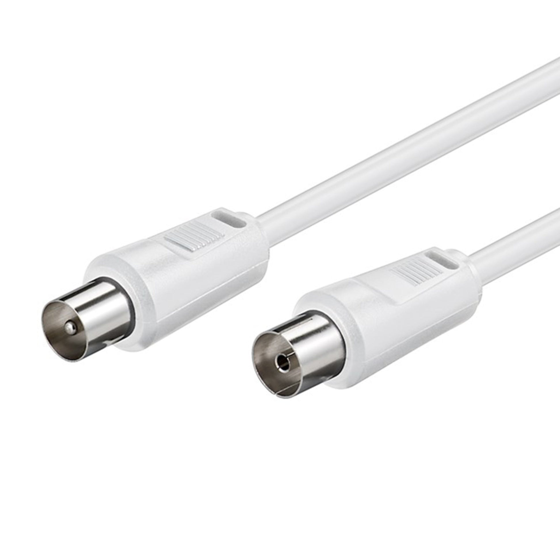 Goobay antennekabel 20 m hvid med dobbelt skærm og metalstik i begge ender, til TV-signaler eller internetdata.