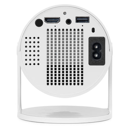 Plexgear Bærbar LCD-projektor CV200 bagfra med 2 HDMI, USB, ventilationshuller, strømstik og rund fod.