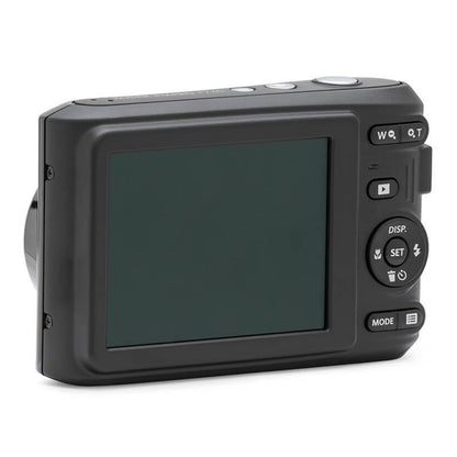 Kodak Pixpro FZ45 sort digital kamera 16 MP, bagside med stor LCD-skærm, kontrolknapper, retningspile og zoom.