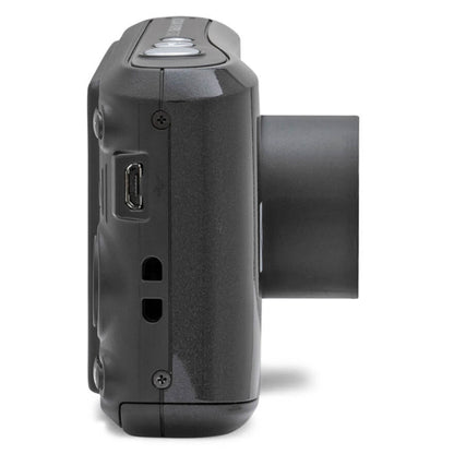 Kodak Pixpro FZ45 digitalkamera 16 MP sort set fra siden med udtrukket linse og venstre port inkl. USB-port.