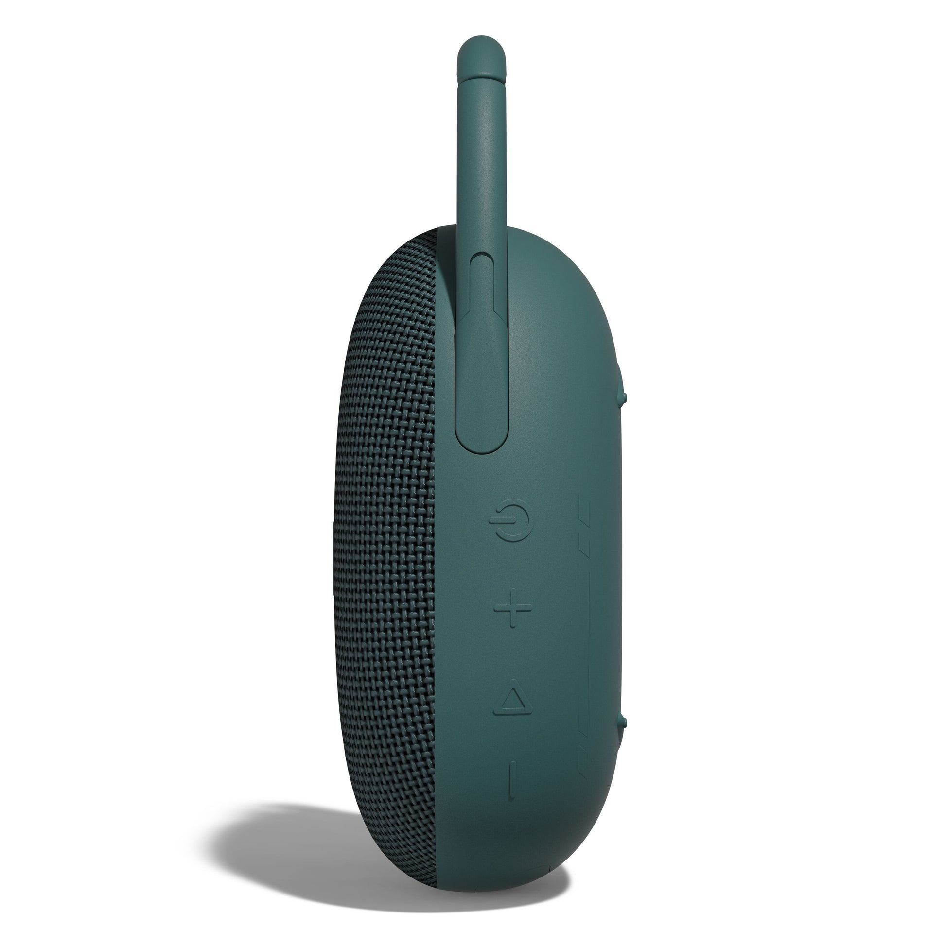 Nomadelic Loud 300 trådløs højttaler grøn, tekstureret mesh, hævede power- og volumeknapper, bærerem, IPX7 vandbeskyttet.