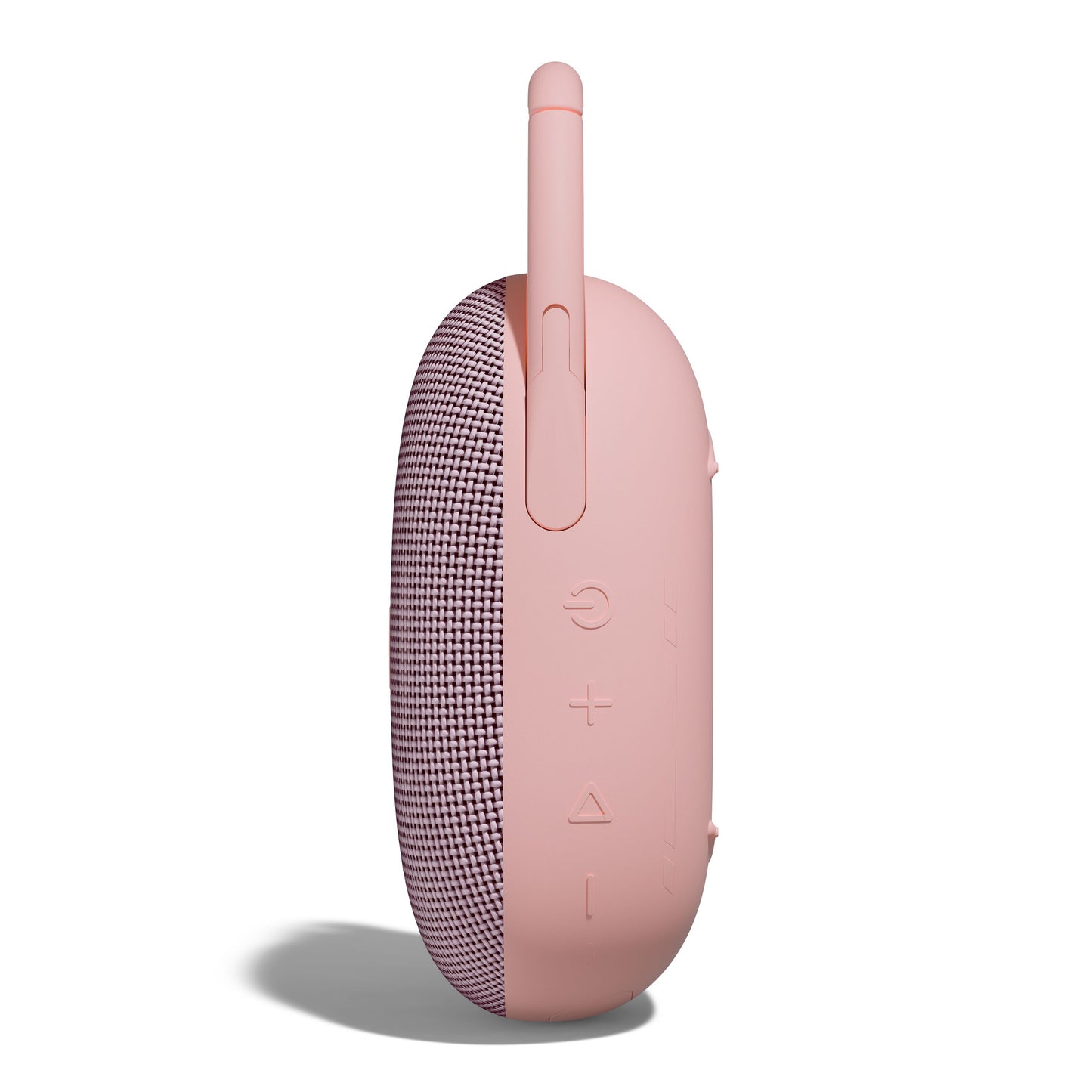 Nomadelic Loud 300 trådløs højttaler rosa, IPX7 vandtæt, mesh front, hævede knapper, indbygget bærehåndtag.