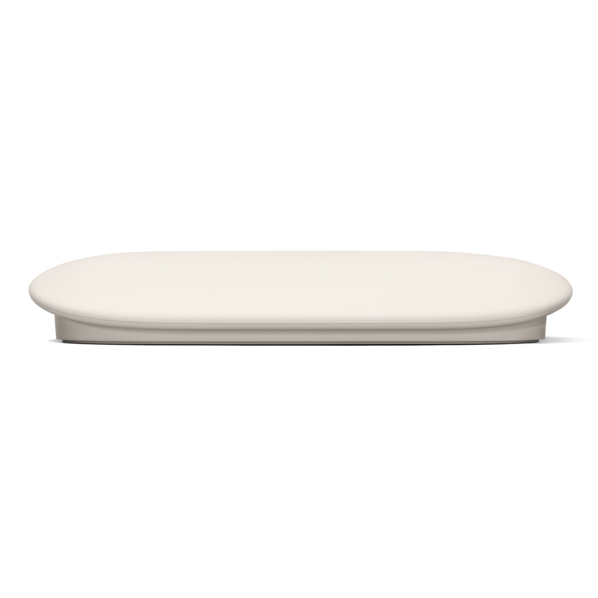 Oval hvid pad med afrundede kanter til Google TV-streamer 4K Bundle.