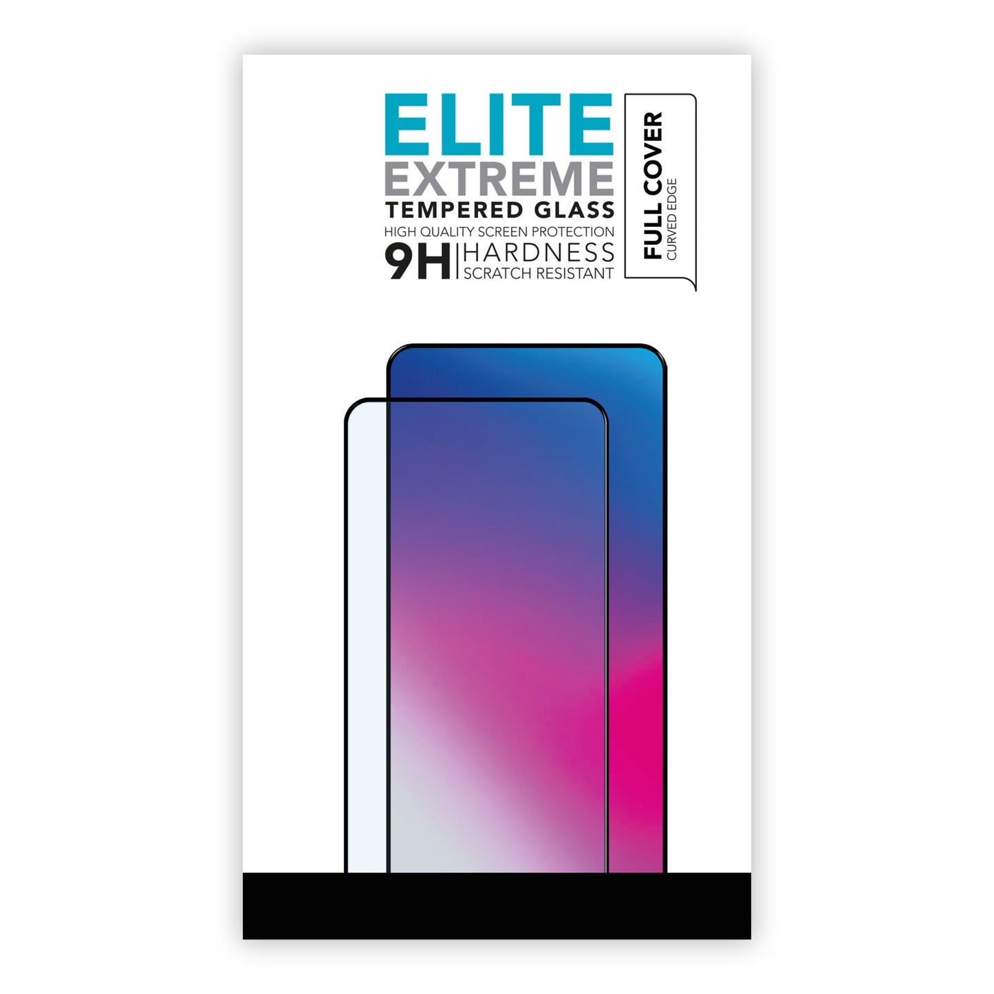 Elite Extreme Curved skærmbeskyttelse til iPhone 13 Pro Max/14 Plus i æske med to telefoner, full cover, 9H, ridsefast.