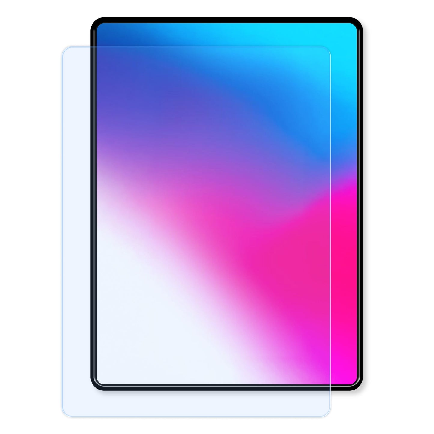 Elite Extreme skærmbeskyttelse til iPad 10,9" (2022) / 11" (2025) foran iPad med blåt, lilla, pink og hvidt gradientdisplay.