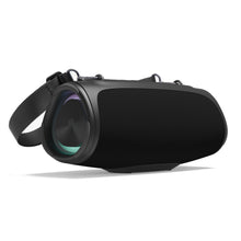Nomadelic Boombox Loud 711 sort Bluetooth-højttaler 60W RMS meshfront LED-sidepanel IPX7 vandtæt bærerem med metalringe.
