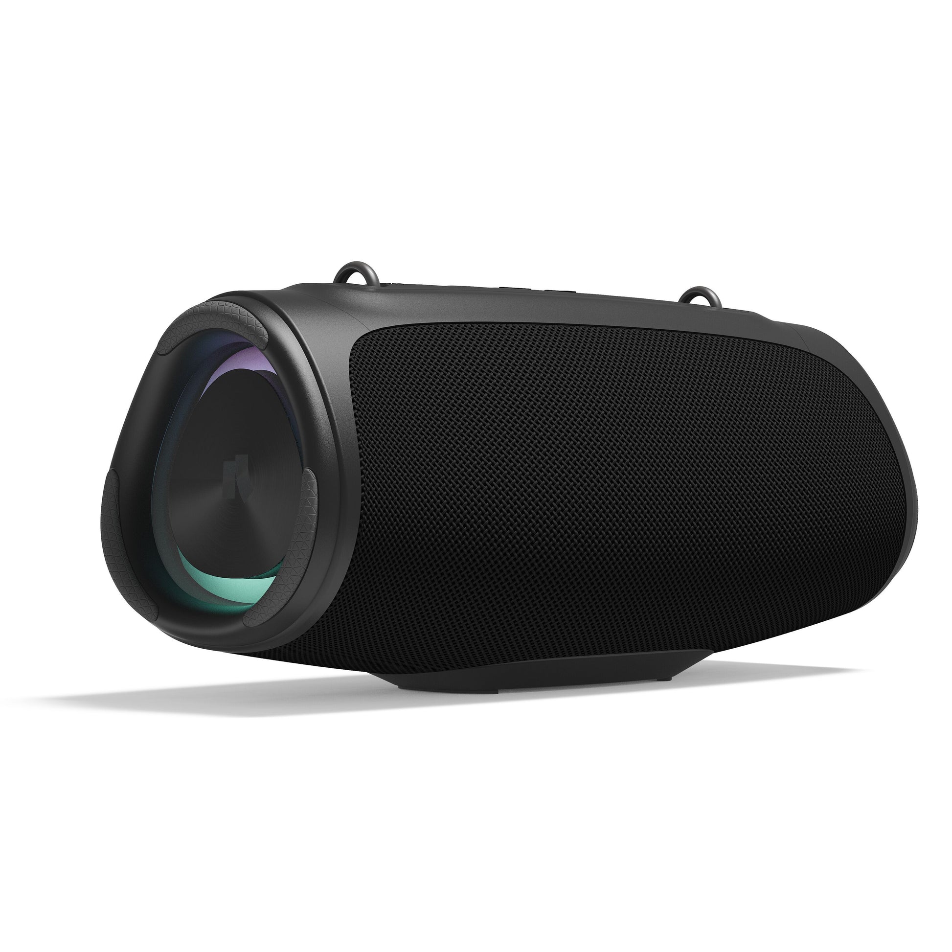 Nomadelic Boombox Loud 711 bærbar sort Bluetooth-højttaler 60W, mesh front, LED-lys, to remøjer, IPX7 vandtæt.