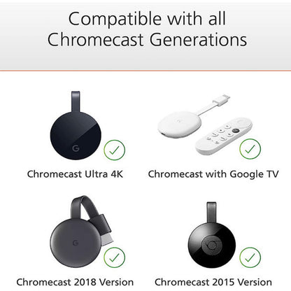 Google Chromecast Ultra 4K, Google TV hvid m/fjernbetjening, 2018 og 2015 model, kompatibel med USB-strøm.
