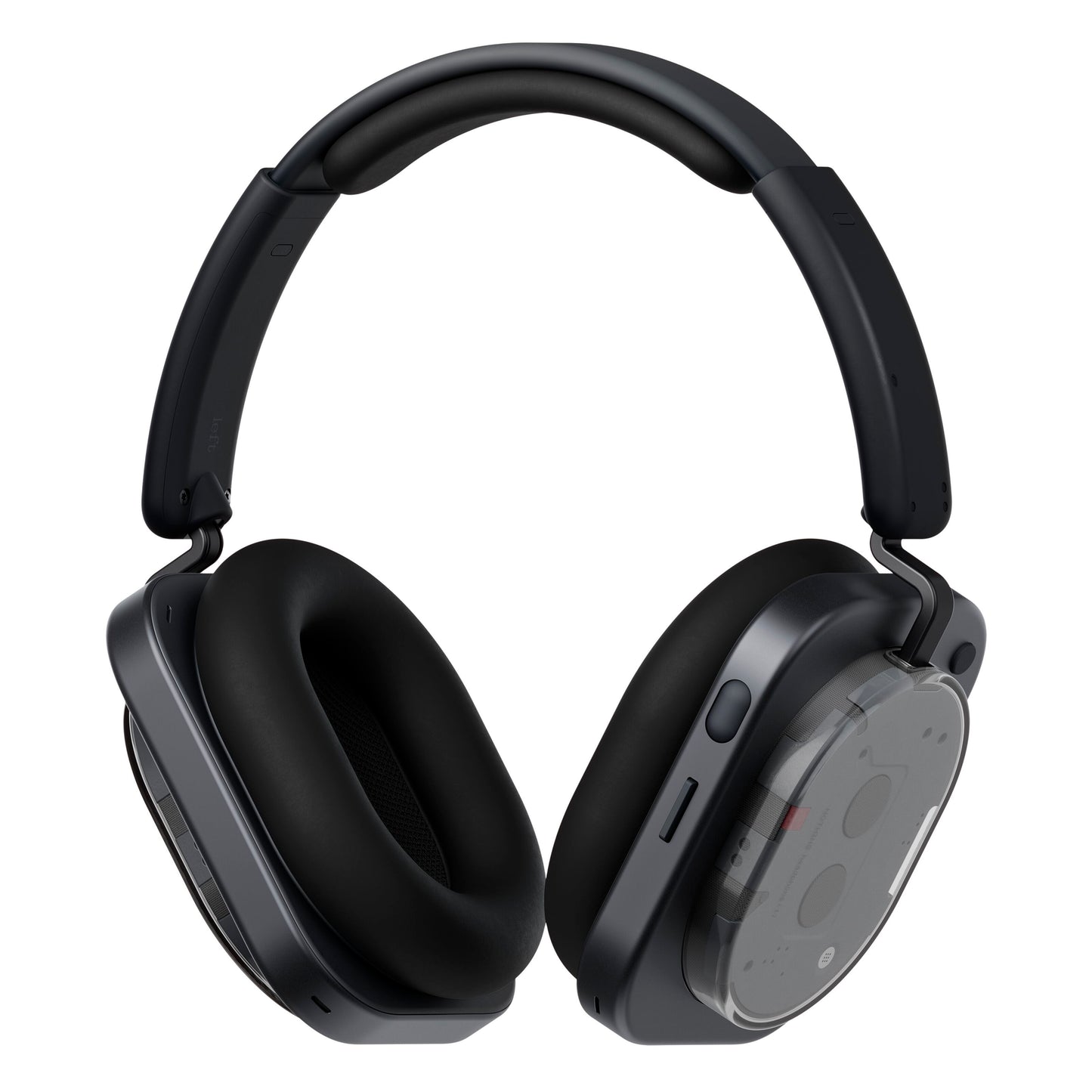 Nothing Hovedtelefoner (1) trådløse over-ear sort med tykke ørepuder, transparent ørekop, Bluetooth 5.3, aktiv støjreduktion.