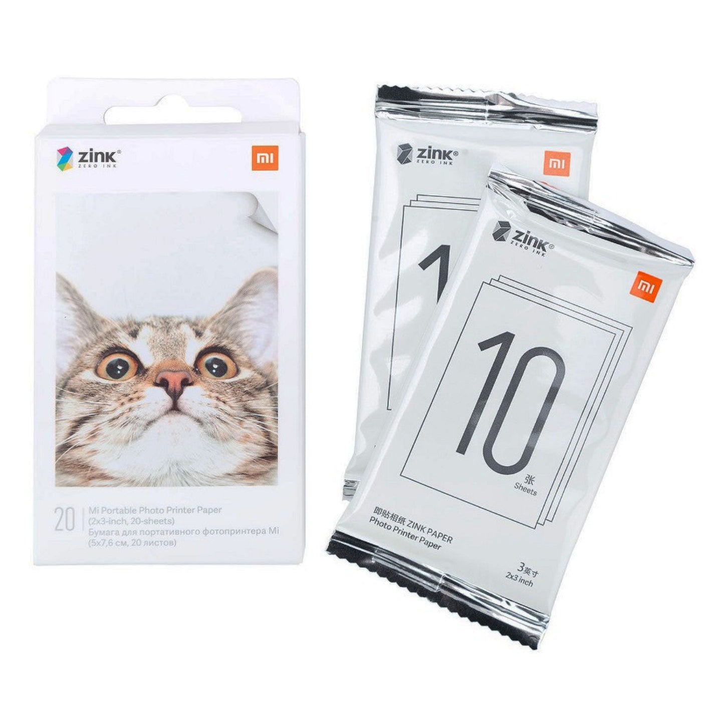Xiaomi Fotopapir til Photo Printer 1S, kattegrafik på æske, 2 pakker ZINK-teknologi fotoark á 10 stk.