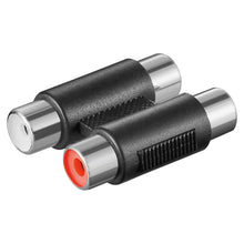 Goobay RCA-stik sæt 2 stk sorte lyd-adaptere med metalender, hvide/røde ringe til venstre/højre kanal.