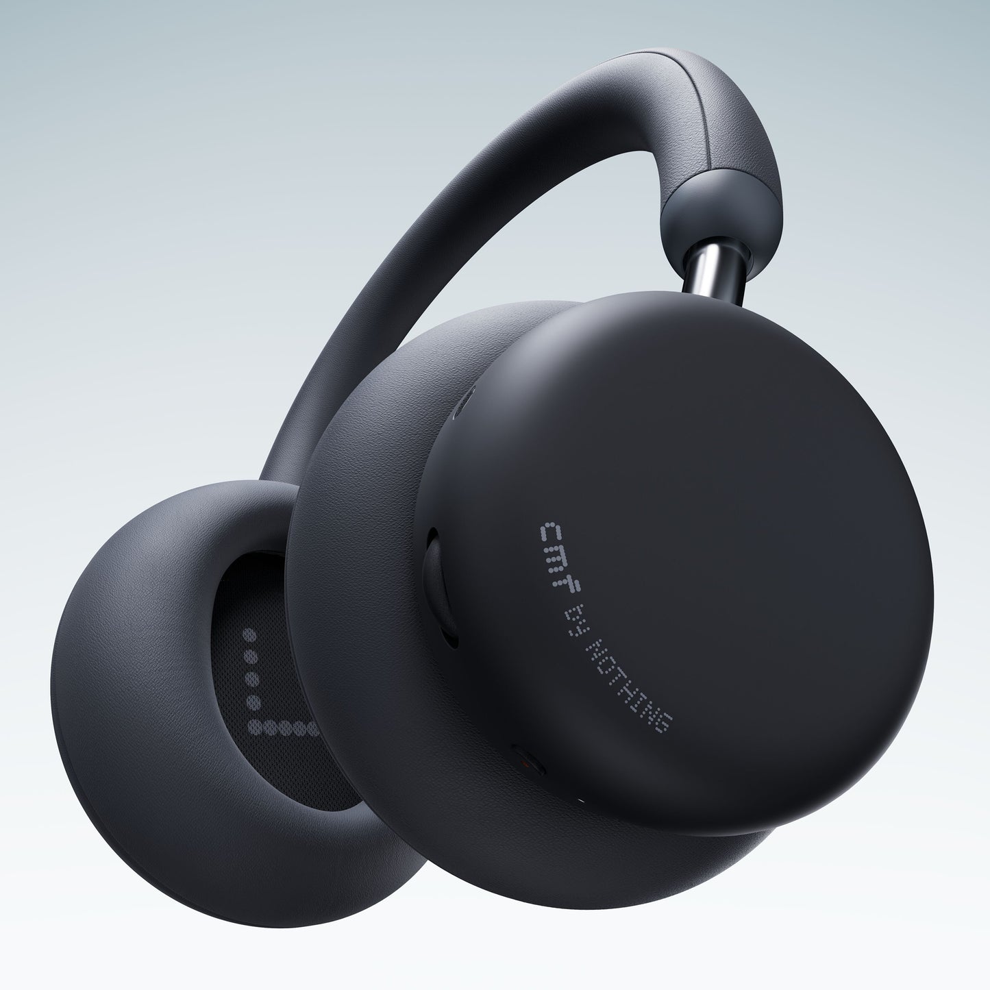 Nothing CMF Headphone Pro Hybrid ANC over-ear hovedtelefoner, mat mørkegrå, aktiv støjreduktion, "Crafted by Nothing" på siden.
