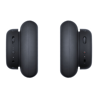 Nothing CMF Headphone Pro Hybrid ANC hovedtelefoner mørkegrå, side om side, kontrolknapper, LED, USB-C og mikrofon vises.