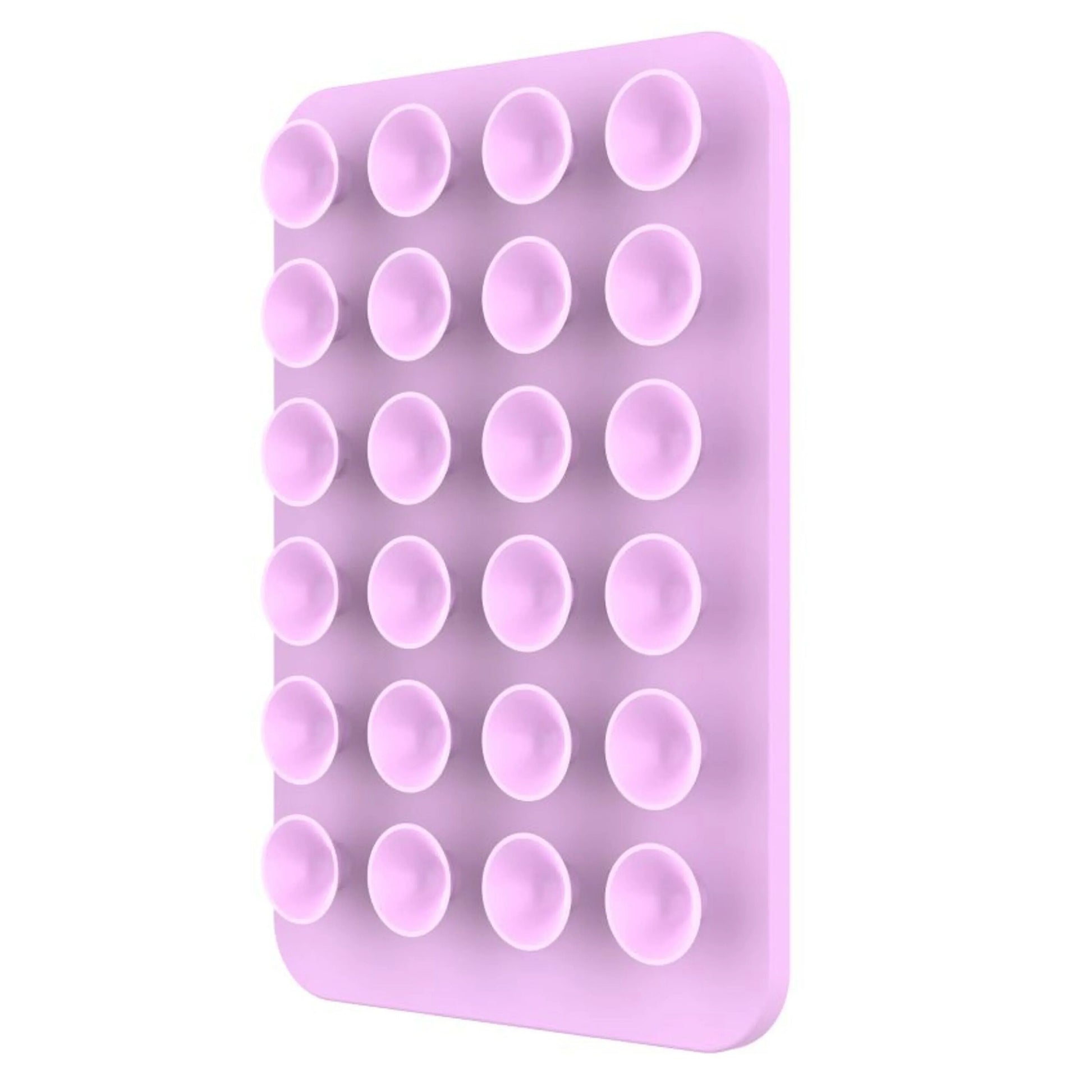 Pink silikoneform, rektangulær, fem rækker lave runde fordybninger egnet til MagMate MagSafe sugekop-holder Rosa.