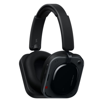 Nothing Headphone (a) trådløse over-ear hovedtelefoner sort med firkantede ørekopper, skinnende finish og struktureret bøjle.