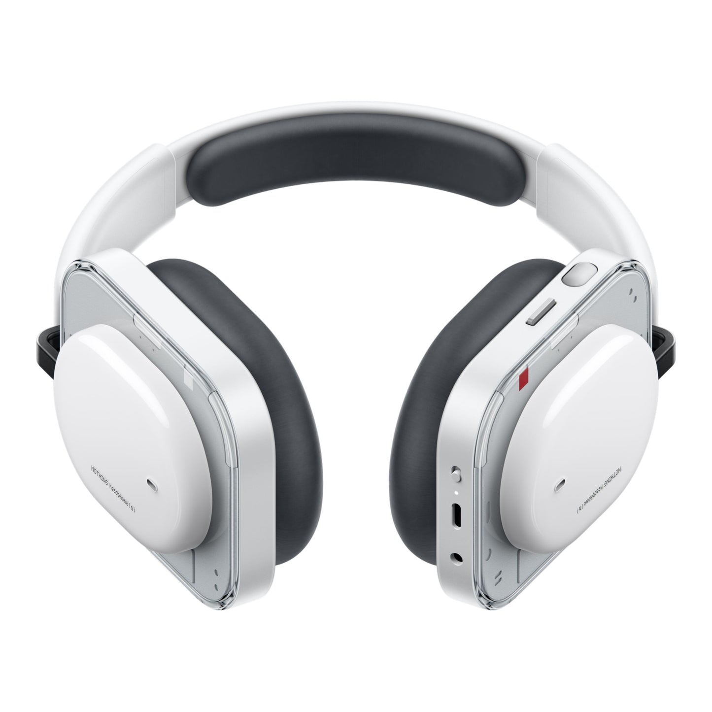 Nothing Headphone (a) trådløse over-ear høretelefoner hvid/sølv, sorte ørepuder, justerbar bøjle, synlige knapper/porte, Bluetooth.