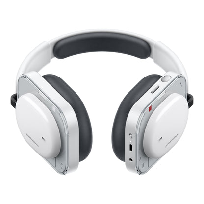 Nothing Headphone (a) trådløse over-ear høretelefoner hvid/sølv, sorte ørepuder, justerbar bøjle, synlige knapper/porte, Bluetooth.