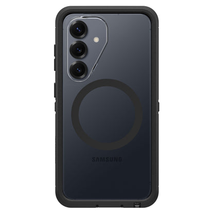 Otterbox Defender Pro XT Clear-cover til Galaxy S26 Dark Side, gennemsigtig, synligt triple kamera og Samsung-logo.
