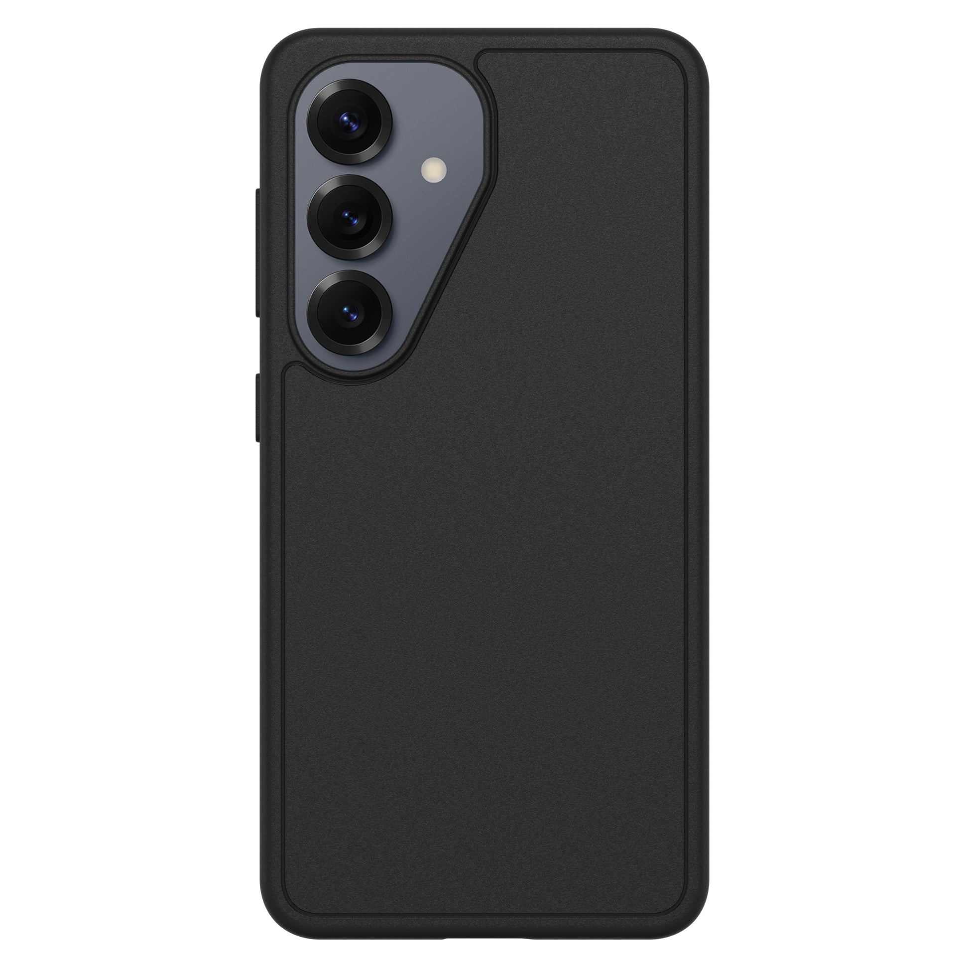 Otterbox Symmetry Magnets-cover til Galaxy S26 sort med afrundede kanter, udskæringer til tre kameraer og flash, trådløs opladning.