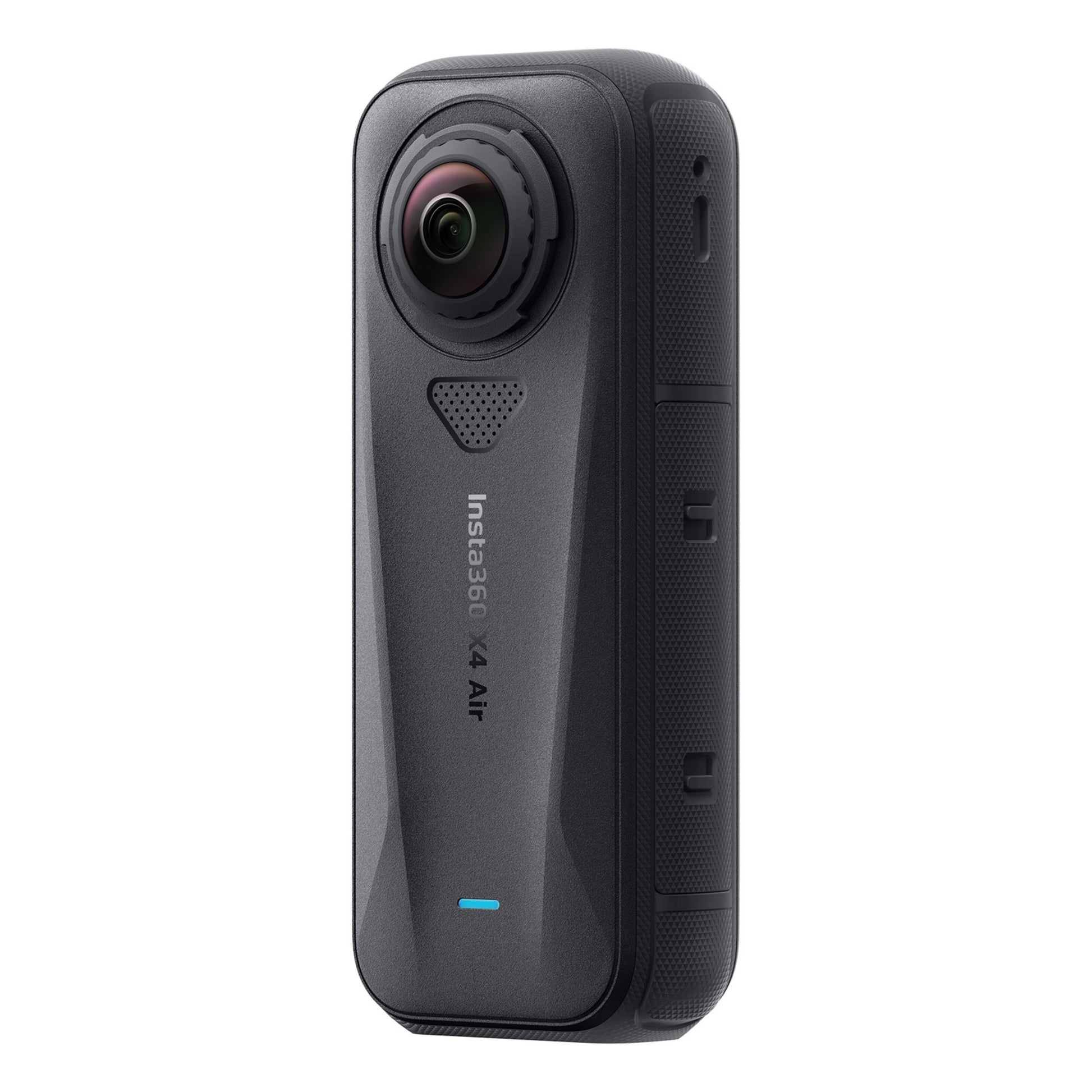Insta360 X4 Air 8K 360-kamera startpakke mat sort, FlowState-stabilisering, vidvinkelobjektiv, sideknapper, blå LED.