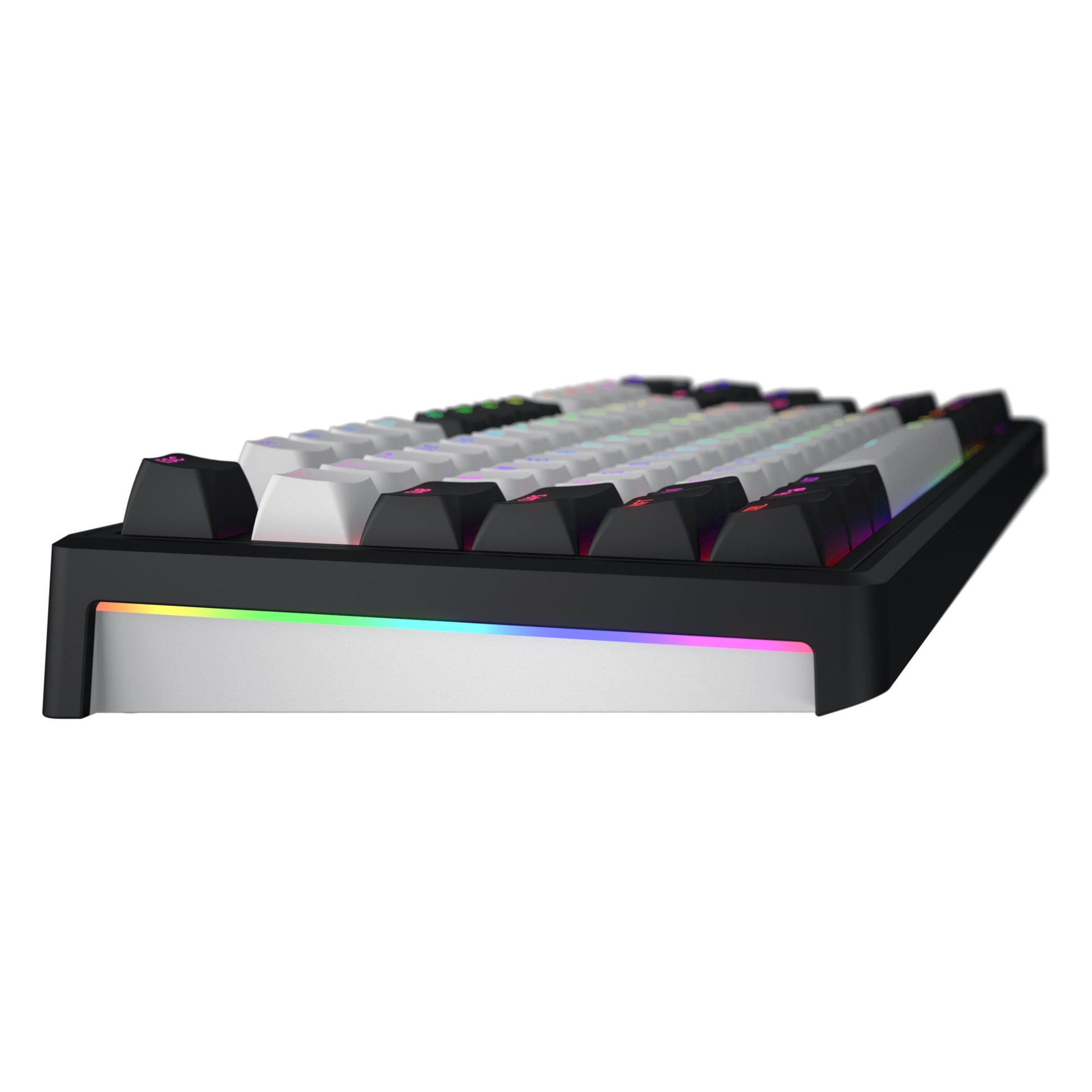 HATOR Skyfall 80 MAG Ultima 8K trådløst gamingtastatur, sort/hvide taster, magnetiske switches, side-RGB, 8000 Hz polling rate.