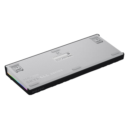 HATOR Skyfall 80 MAG Ultima 8K trådløst gamingtastatur bund, grå, sorte kanter, gummifødder, udklapsben, info-label.