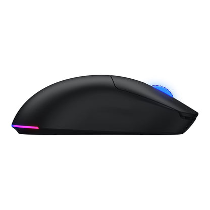 HATOR Quasar 3 Wireless gamingmus sort, blå scrollhjul, flerfarvet LED-bagkant, PixArt PMW 3311 sensor op til 12.000 DPI.