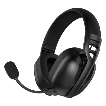 HATOR Hyperpunk 3 Wireless sort gamingheadset med Hybrid ANC, polstret hovedbøjle, fastmonteret skummikrofon, HyperX-logo.