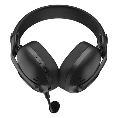 HATOR Hyperpunk 3 Trådløst gaming headset, sort over-ear, polstret hovedbøjle, hurtig mikrofon, hybrid ANC, knapper og porte.