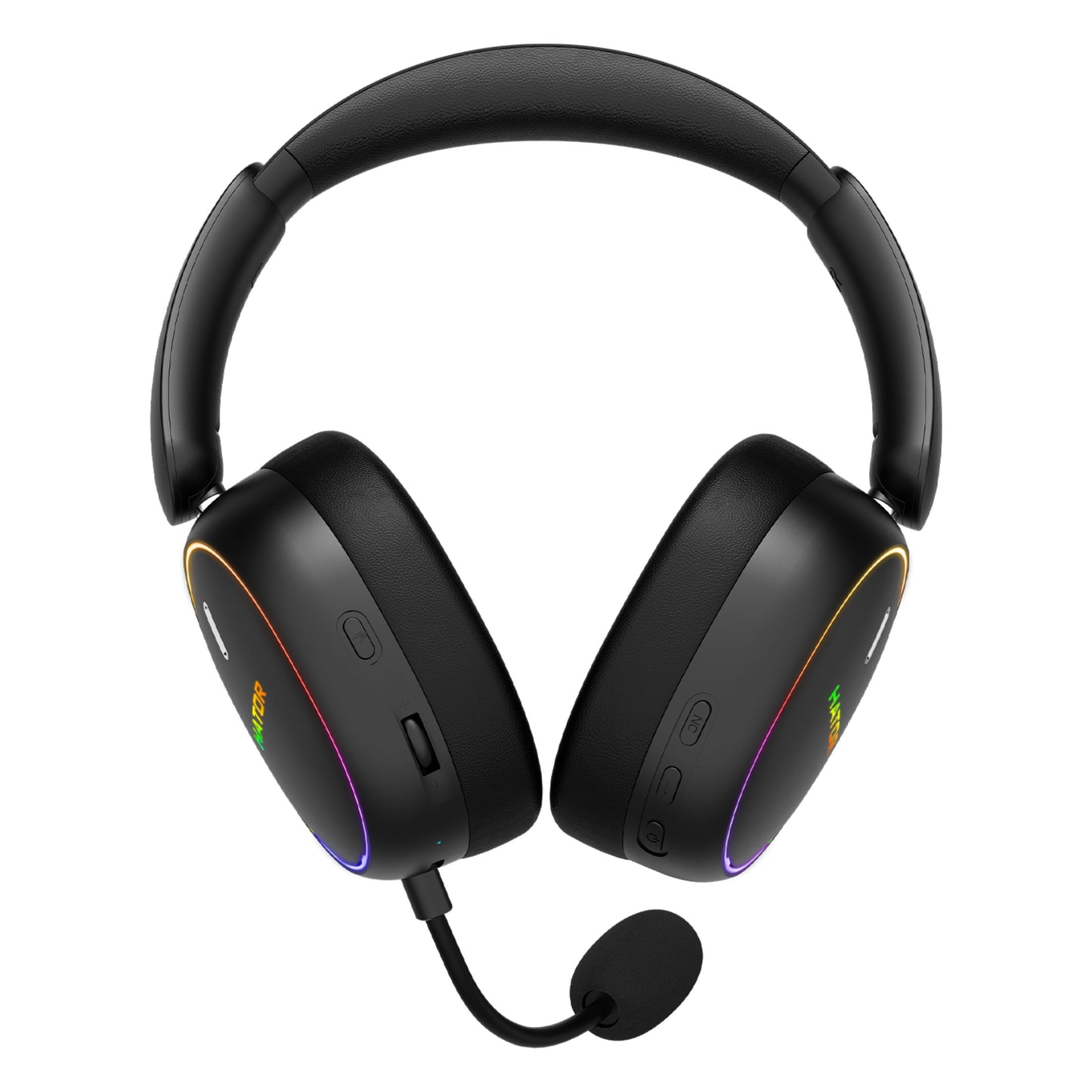 HATOR Phoenix 2 Wireless gamingheadset med indbygget mikrofon, RGB-lys på ørekopper, kontrolknapper og polstret hovedbøjle.