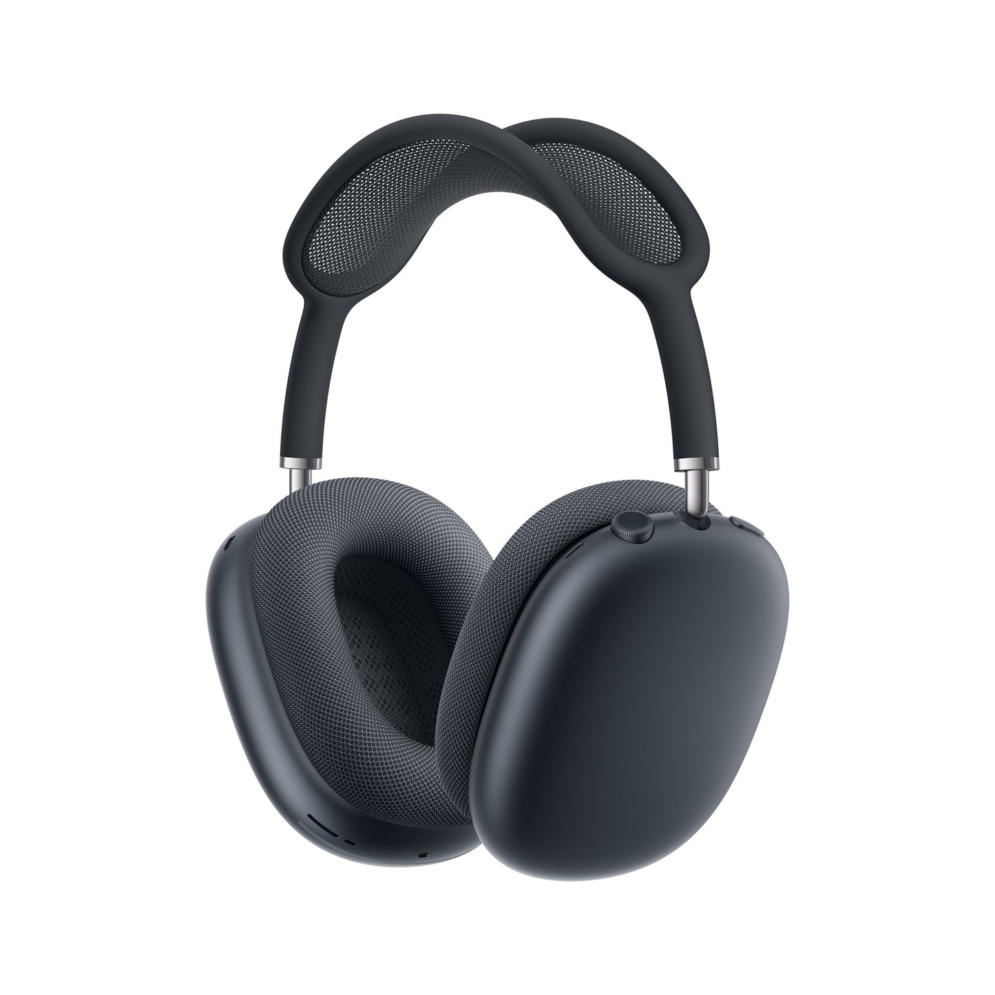 Apple AirPods Max 2 over-ear headset i farven Midnat, mørkegrå med stofhovedbøjle og ørekopper, aktiv støjreduktion.