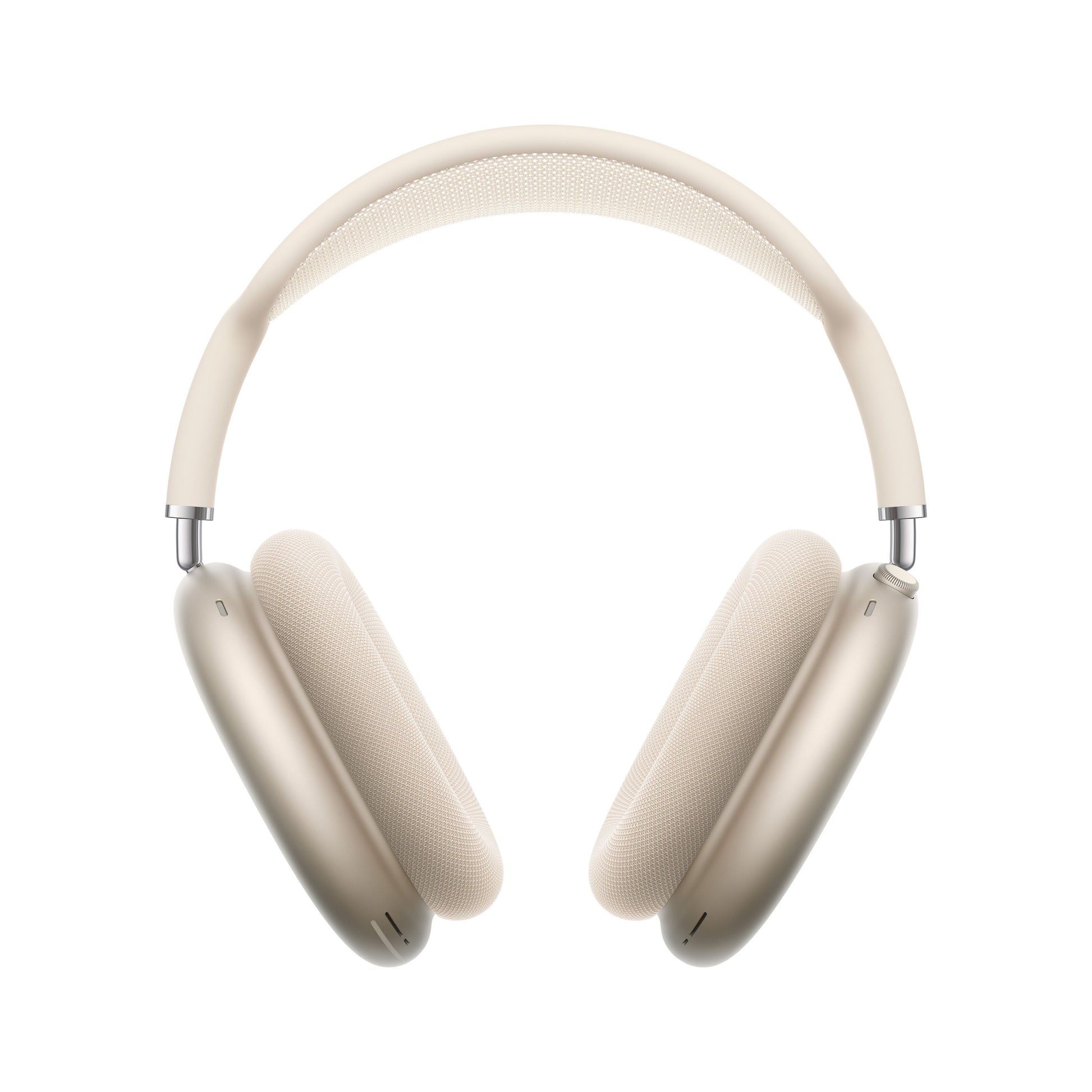 Apple AirPods Max 2 Stjerneskær over-ear Bluetooth høretelefoner i beige med polstrede ørepuder, mesh hovedbøjle, aktiv støjreduktion.