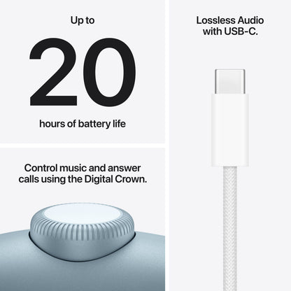 Apple AirPods Max 2 trådløse over-ear hovedtelefoner blå, USB-C, aktiv støjreduktion, Digital Crown, op til 20 t batteri.