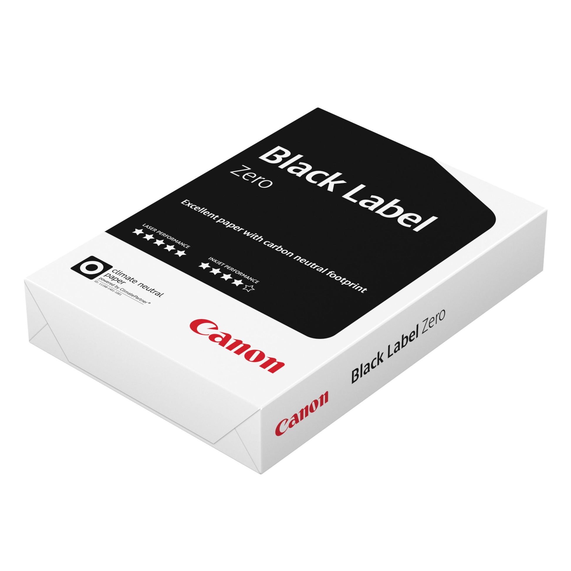 Canon hullede printerpapir A4 500 ark, hulning på siden til organisering, hvidt papir, Canon-logo ses.