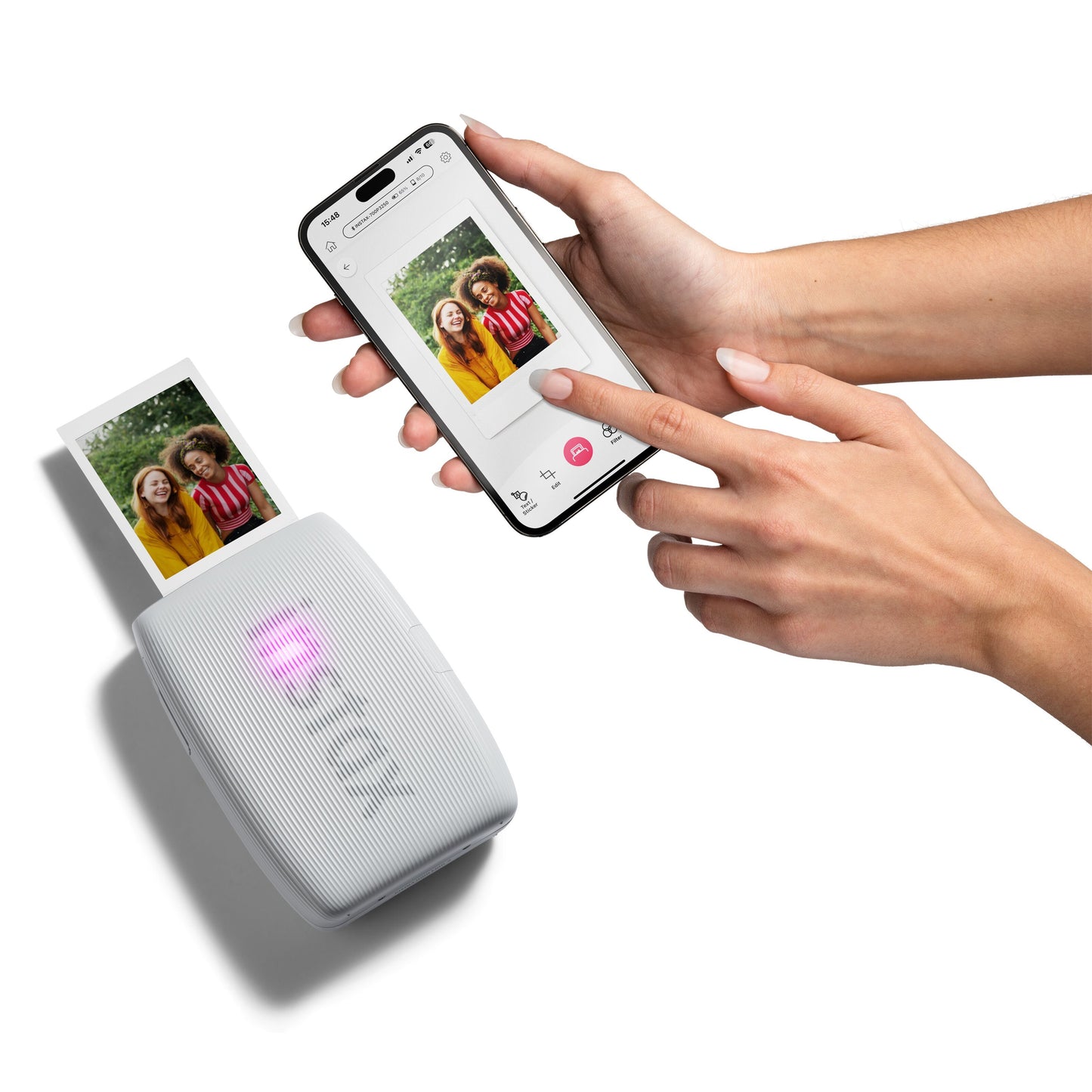 Fujifilm Instax mini Link 3 bærbar fotoprinter, smartphone-forbindelse, print af foto med fremkaldt instant film.