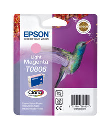 Epson T0806 blækpatron lyserød magenta, til Stylus Photo R265, R285, R360, RX560, RX585, RX685.