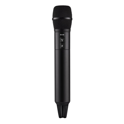 Røde trådløs sort håndmikrofon med mesh-grill, REC- og mute-knapper, 32-bit optagelse, GainAssist.