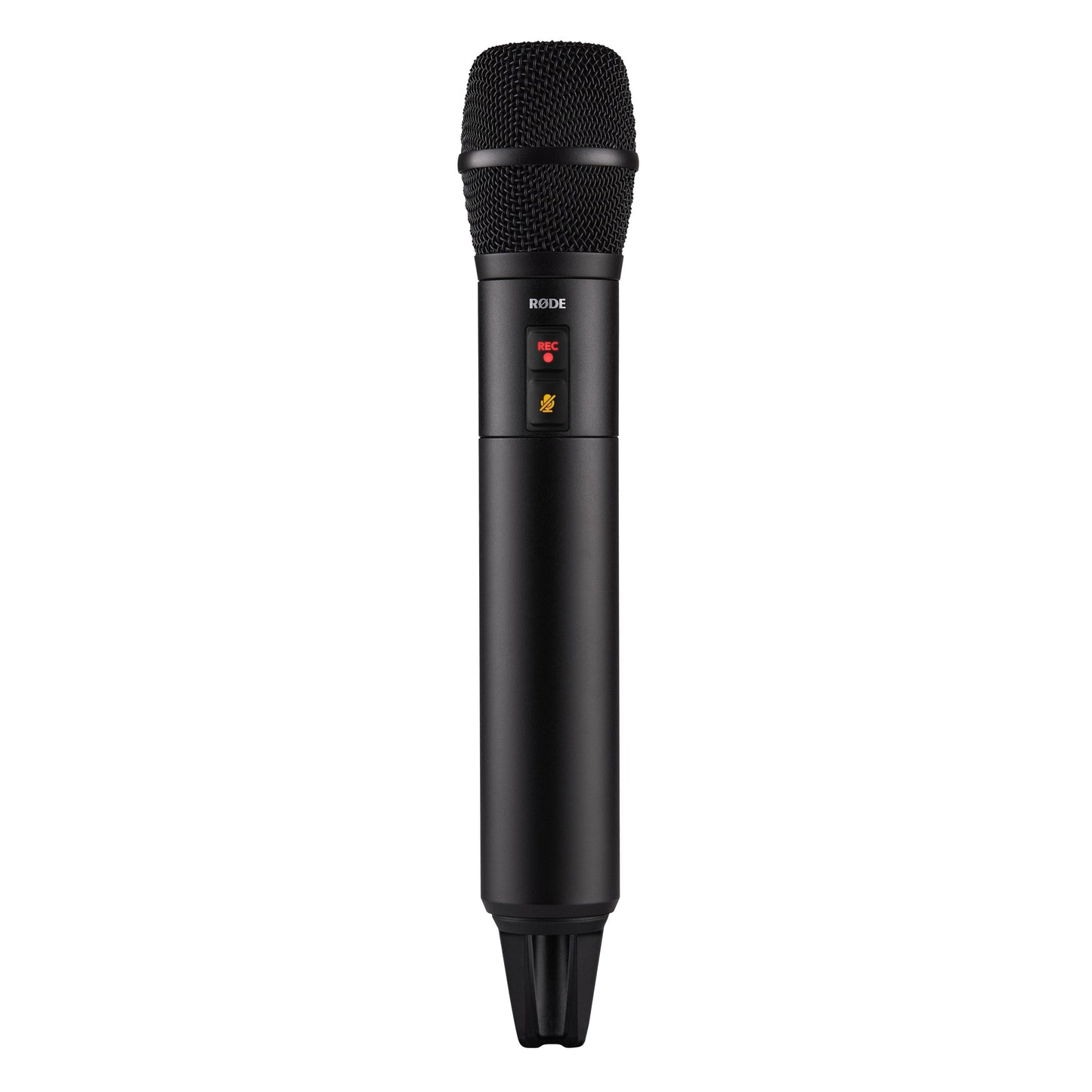 RØDE Interview trådløs mikrofon sort med mesh-grill, RØDE-logo, to indikatorlys, 32-bit optagelse, GainAssist.