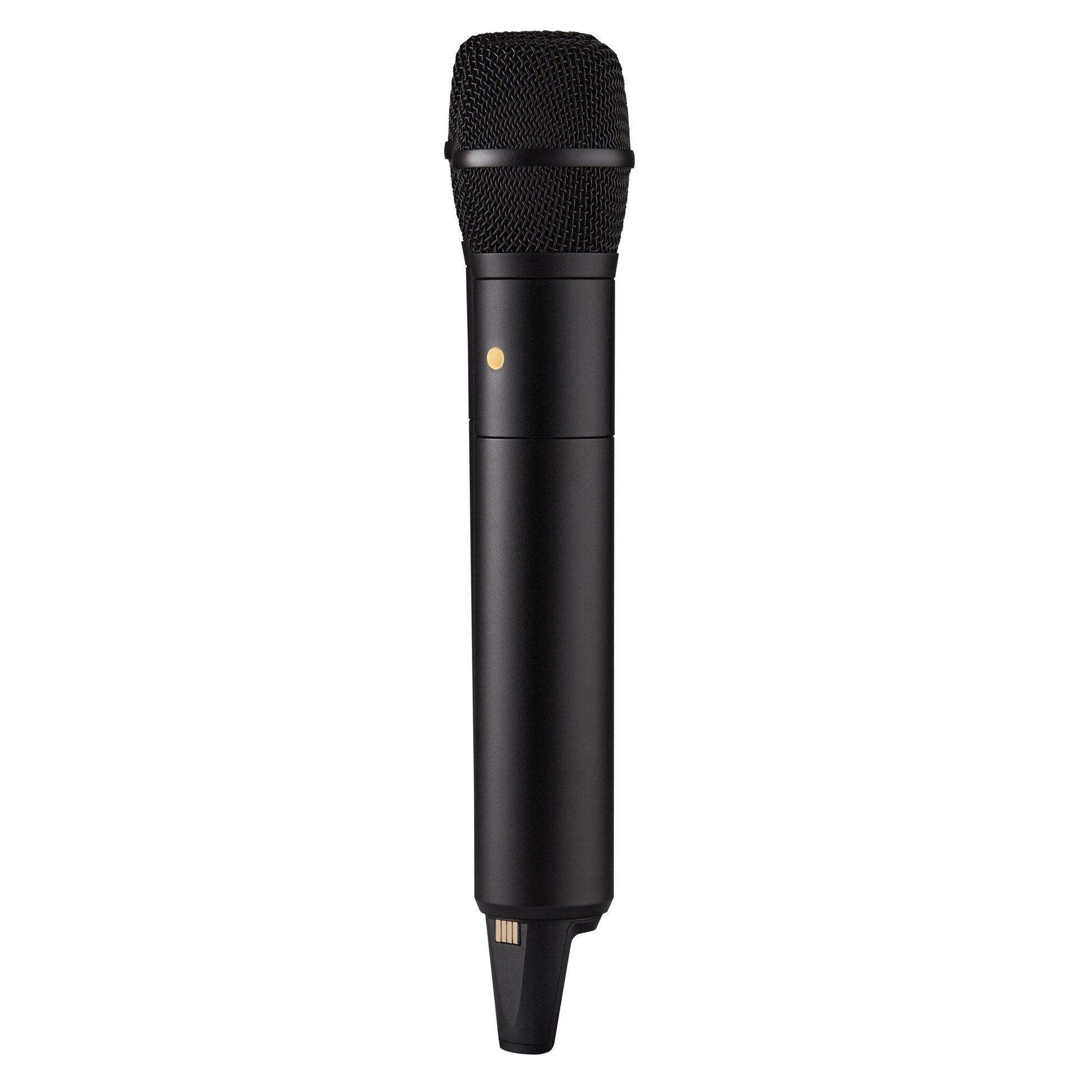 Røde Interview trådløs mikrofon sort, mesh-grill, GainAssist, guldknap, til 32-bit optagelse.