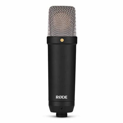Røde NT1 + AI1 Studio Bundle sorterer kondensatormikrofon med sølv netgrill stående lodret.