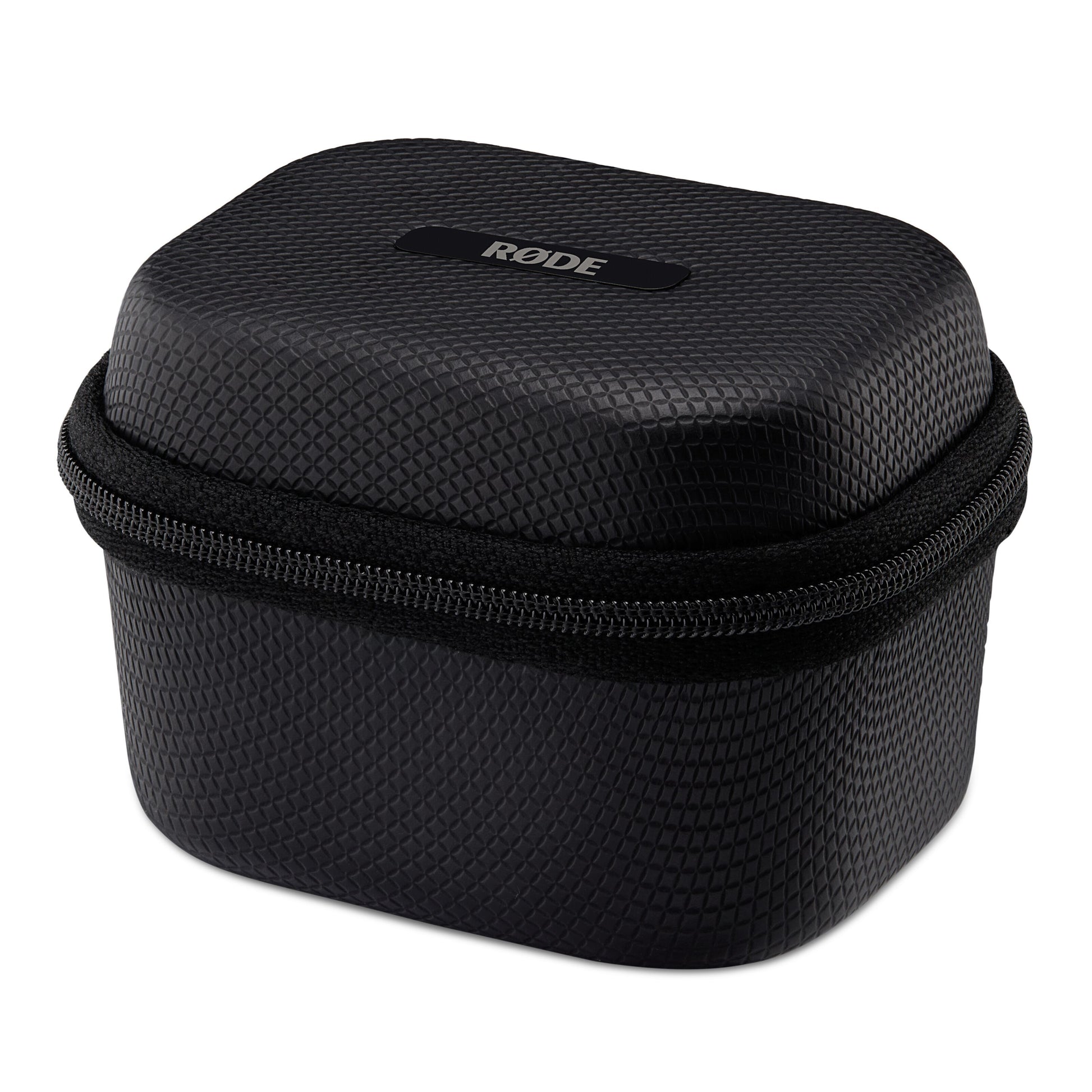 Røde sort struktureret rektangulært etui med lynlås og logo til USB-C opladning af OPLADNINGSÆTUI + Trådløs GO Gen3.