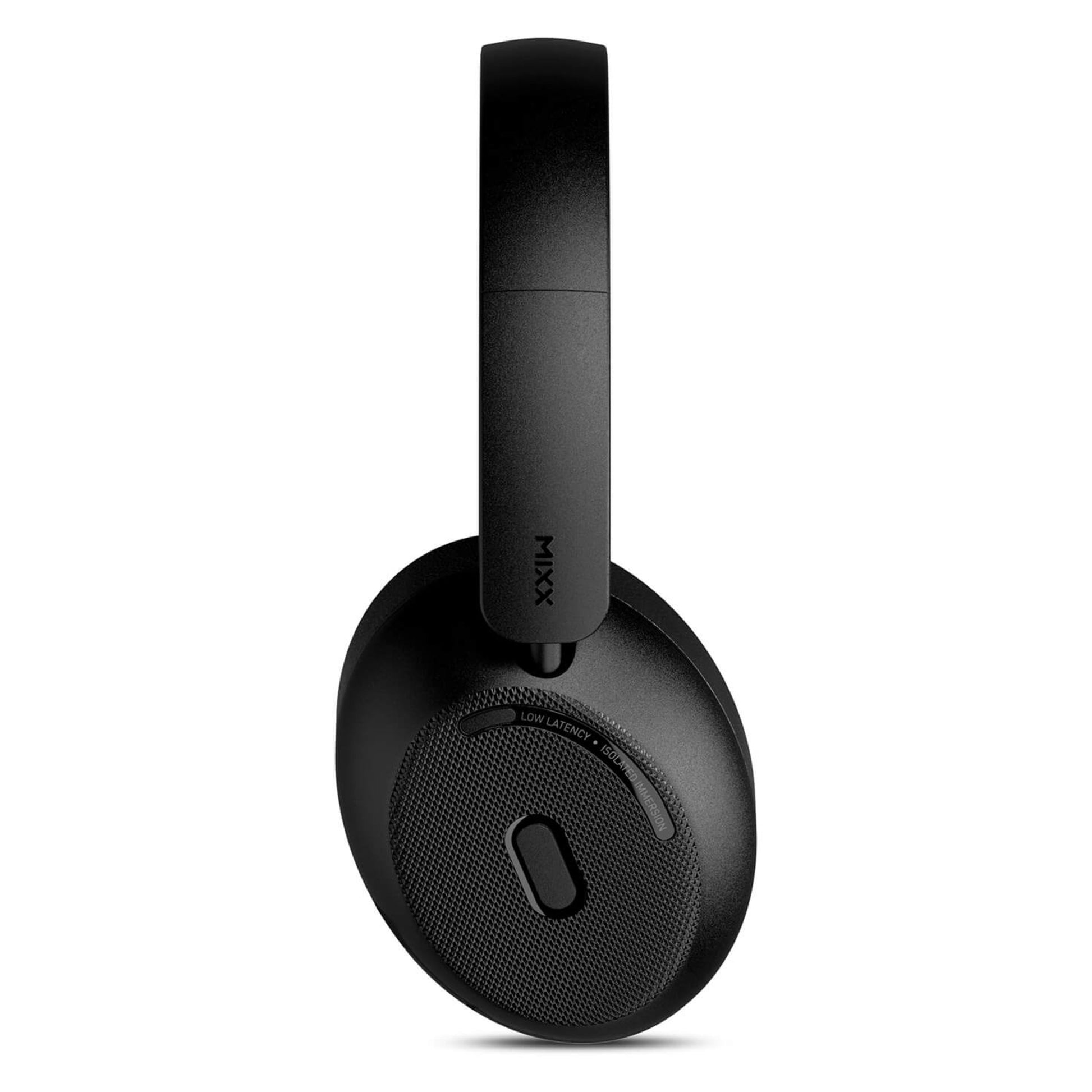 MIXX StreamQ Surround TV trådløse hovedtelefoner, sort over-ear, 3D surroundlyd, polstret bøjle, MIXX-logo over ørekop.