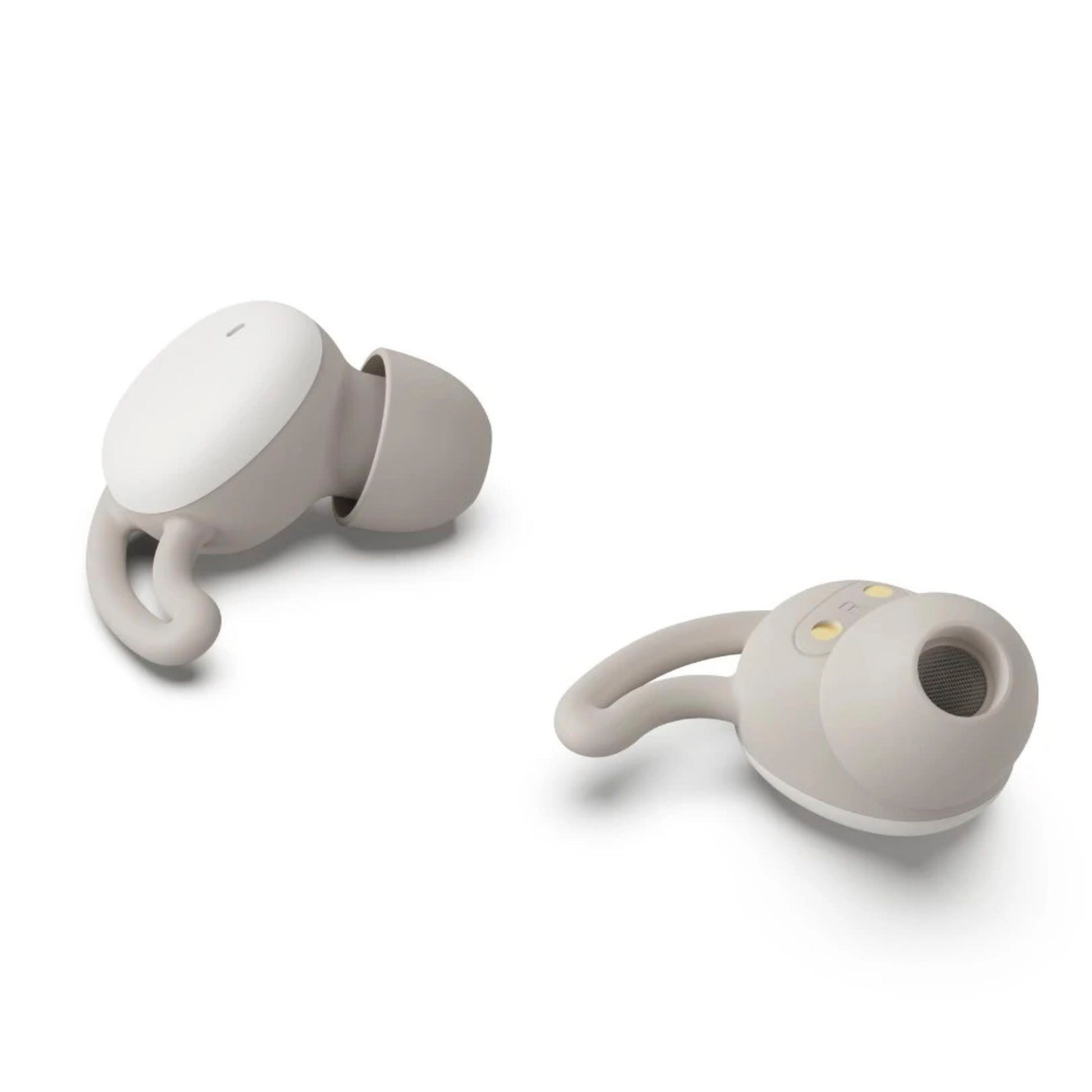 Hama Spirit Calm TWS øretelefoner beige med bløde silikone ørepropper og små ørekroge.