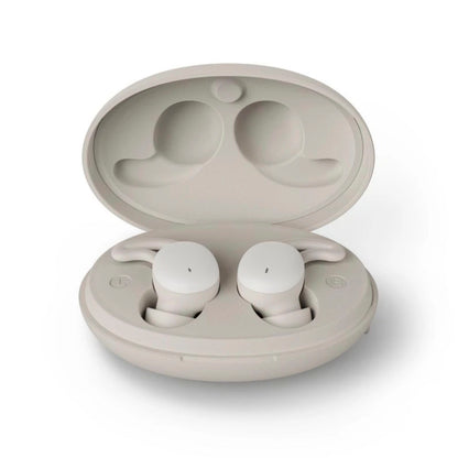 Hama Spirit Calm TWS øretelefoner i åben oval opladeetui, sort design.