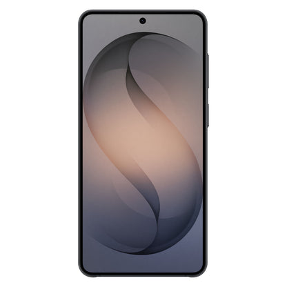 Samsung Galaxy S26+ Slim Magnet Etui Sort med stort display, smalle kanter, centreret kamera, S-logo og trådløs opladning.