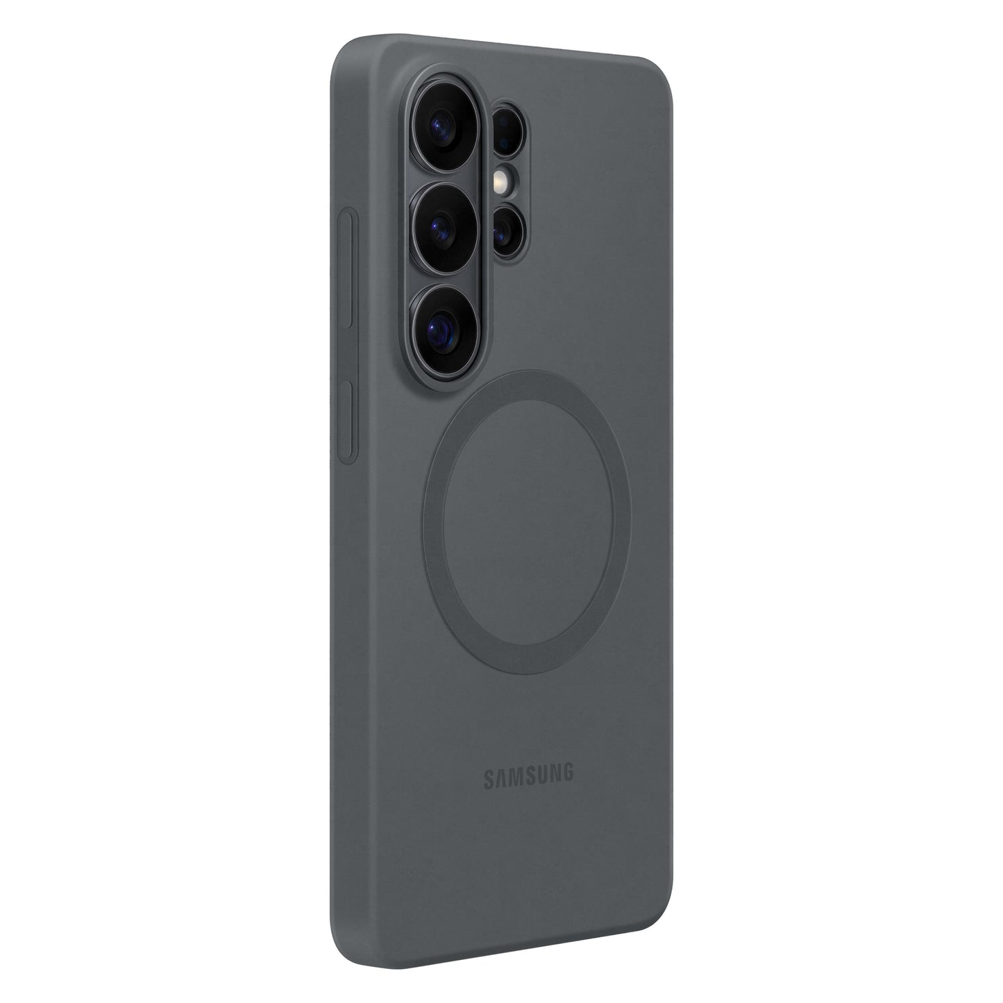 Samsung Silikone Magnet Cover Galaxy S26 Ultra sort, hævet kamerabeskyttelse, magnetisk ring til trådløs opladning.