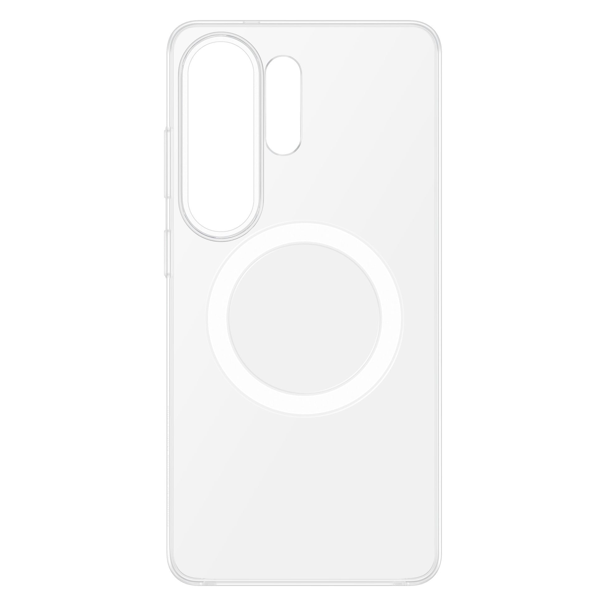 Samsung Galaxy S26 Ultra klart magnetcover med stor central MagSafe-ring og aflangt kamerahul øverst til venstre.