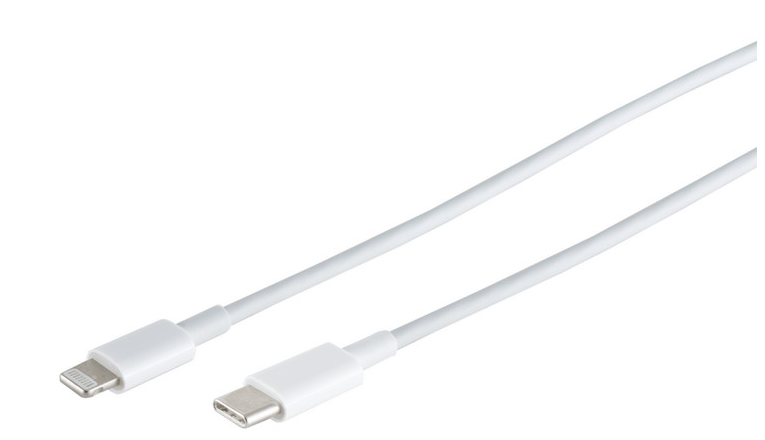USB-C til Lightning kabel 1 m hvid, med USB-C og Lightning stik, opladning/dataoverførsel til iPhone.